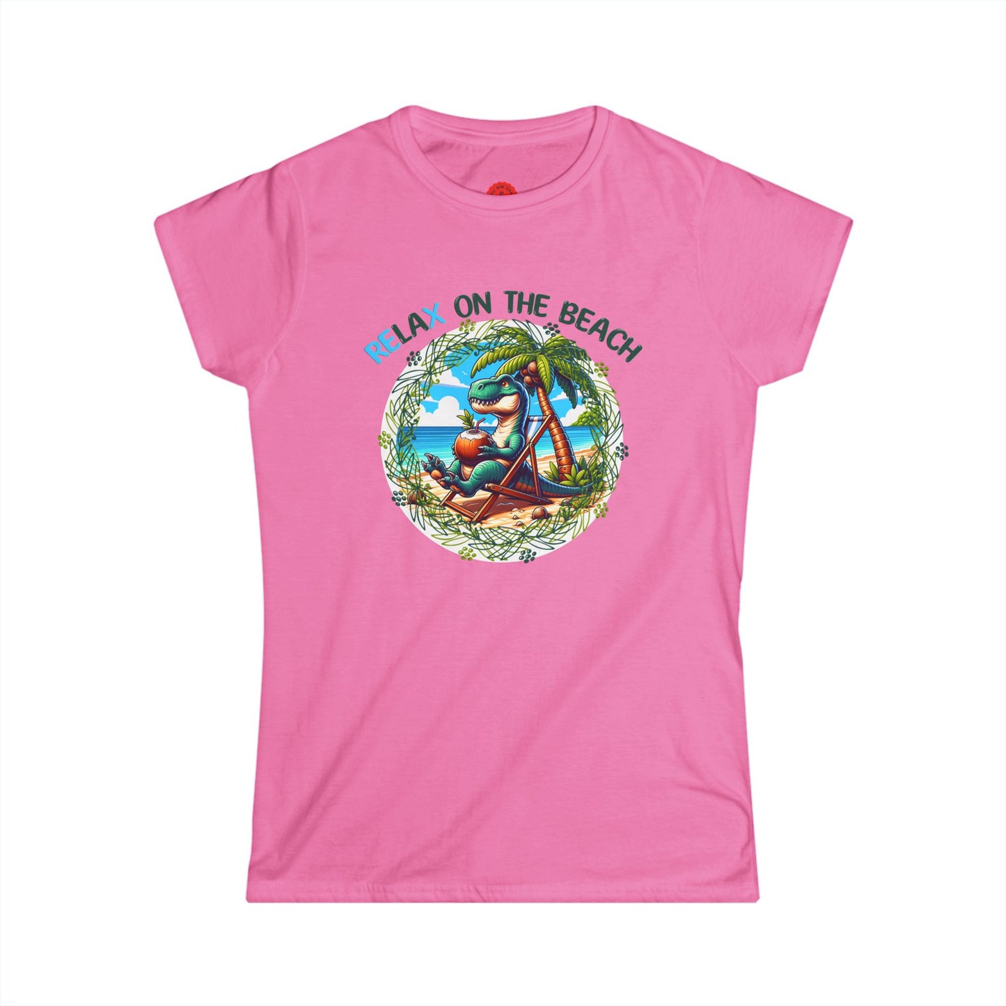 Relaxing Rex Beach Tee | Funny T-Rex Shirt | Women's Summer T-Shirt | Vacation Gift | Pacific NW Gear Co