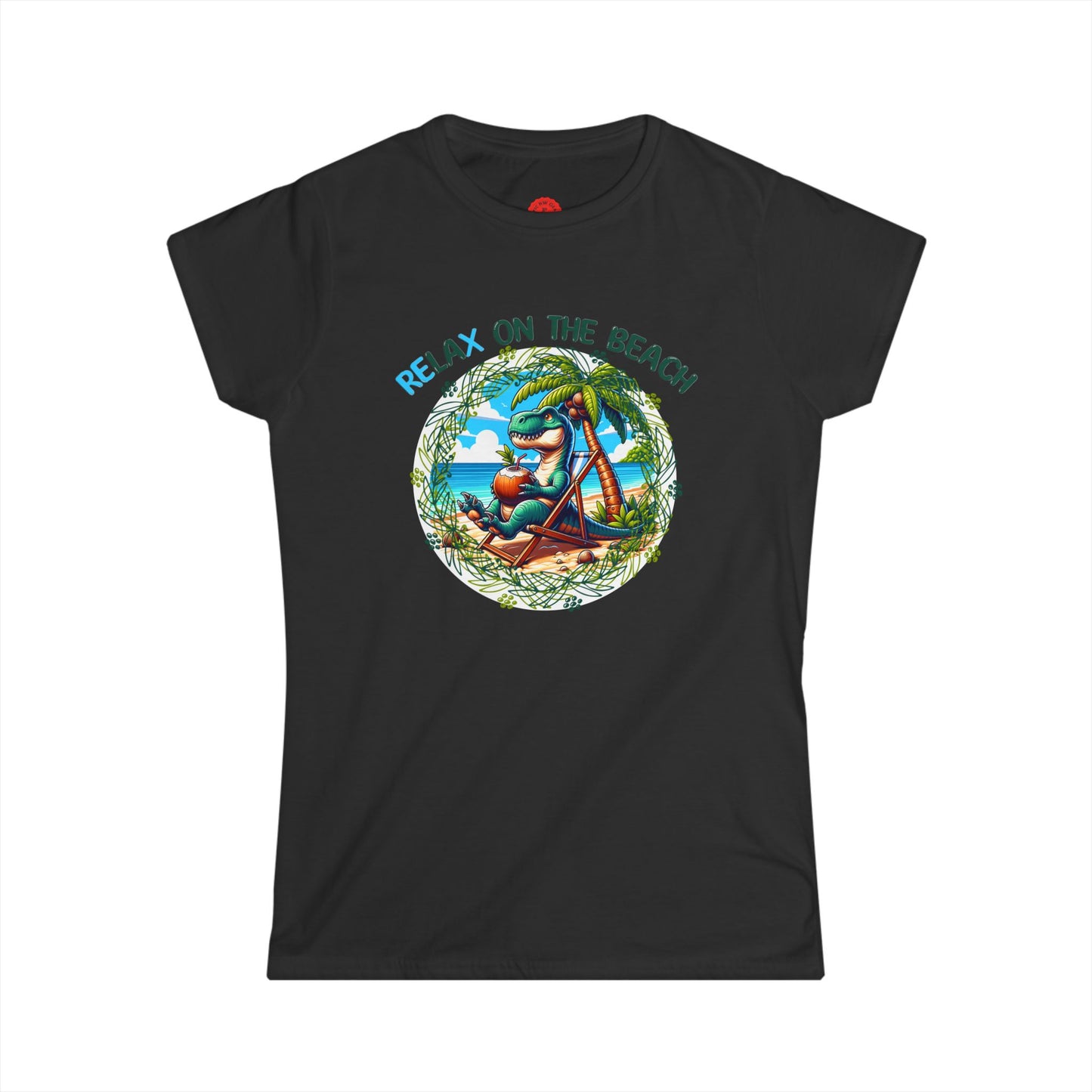 Relaxing Rex Beach Tee | Funny T-Rex Shirt | Women's Summer T-Shirt | Vacation Gift | Pacific NW Gear Co