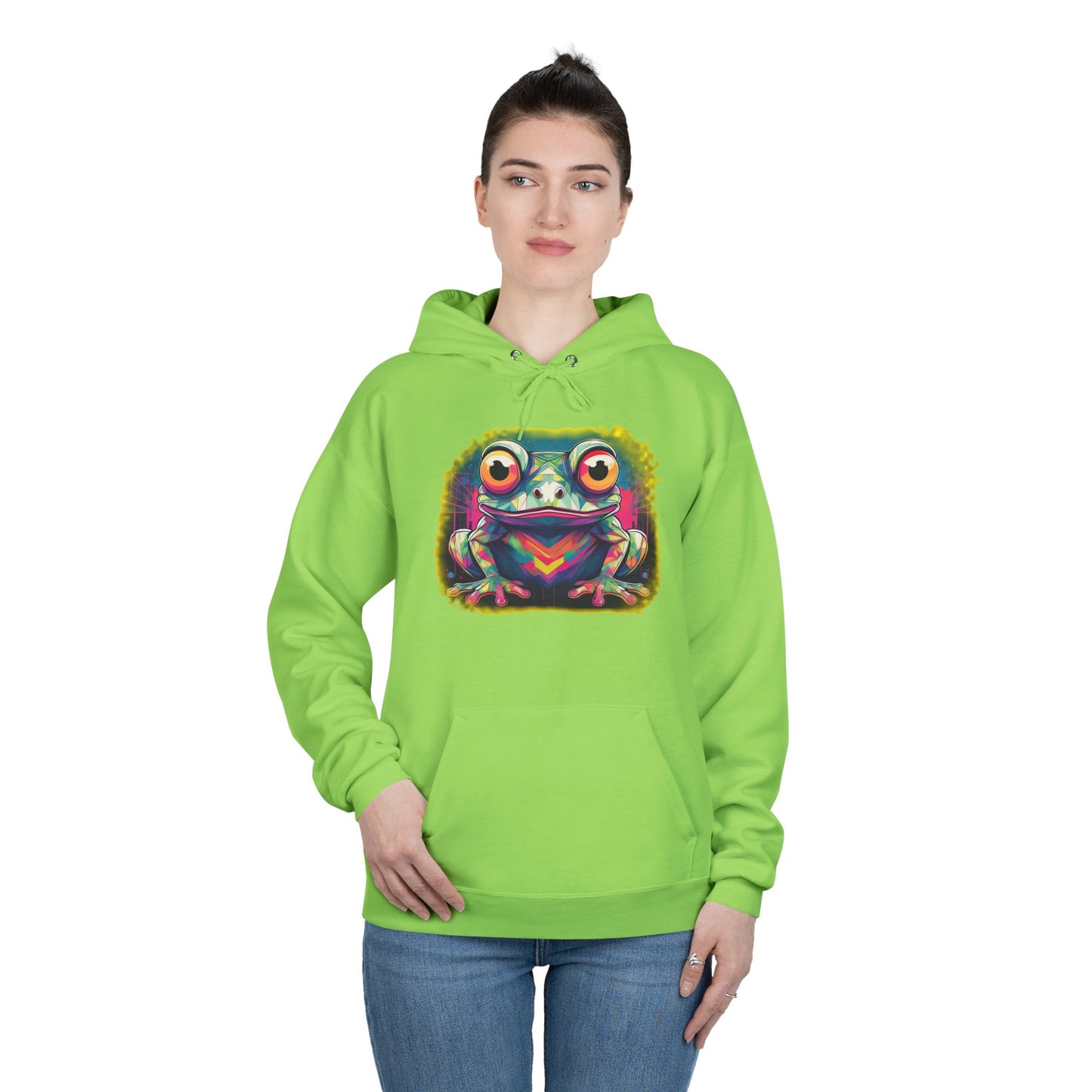 Geo Neon Tree Frog Hoodie | Cute Frog Gift | Nature Lover Sweatshirt | Eco Hoodie | Pacific NW Gear Co