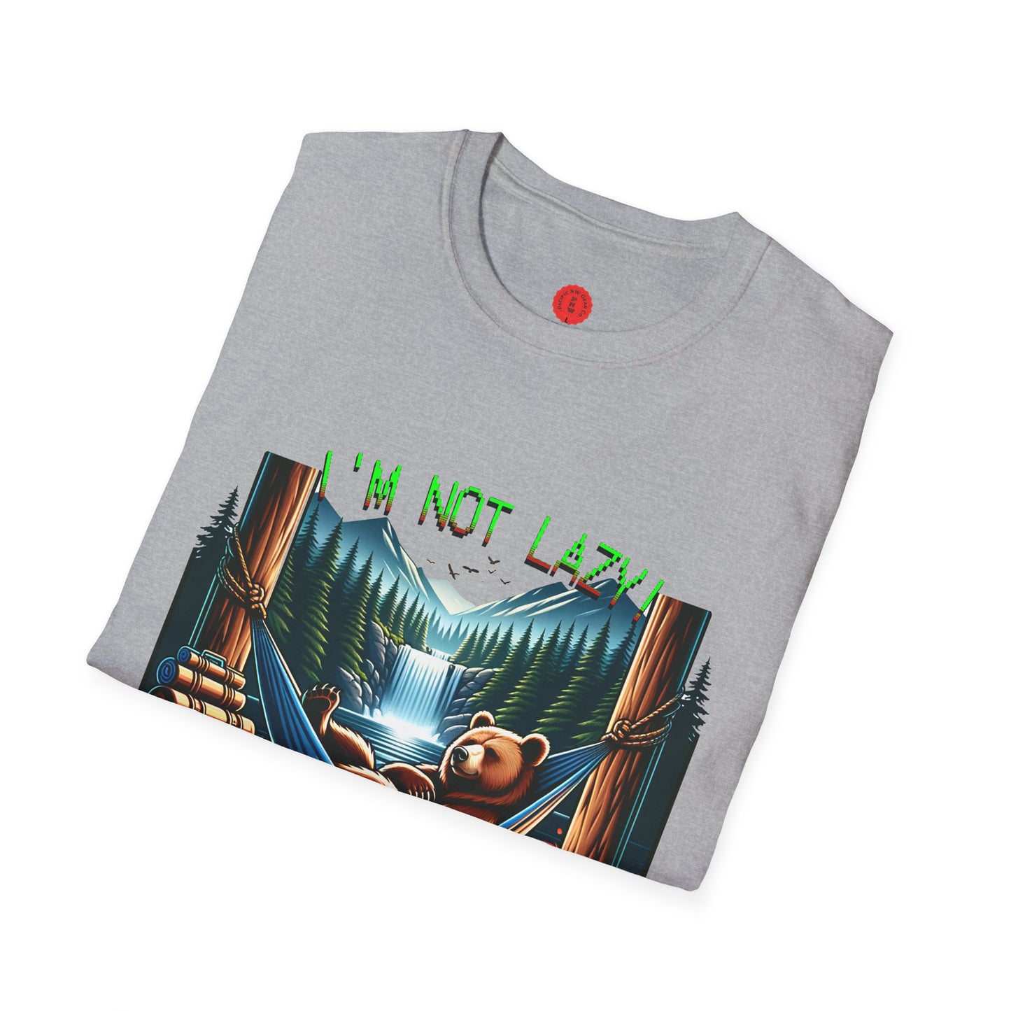 Lazy Bear Camp Tee | Funny Bear Shirt | I'm Not Lazy, I'm On Power Saving Mode! | Relaxed Fit Tee | Pacific NW Gear Co.