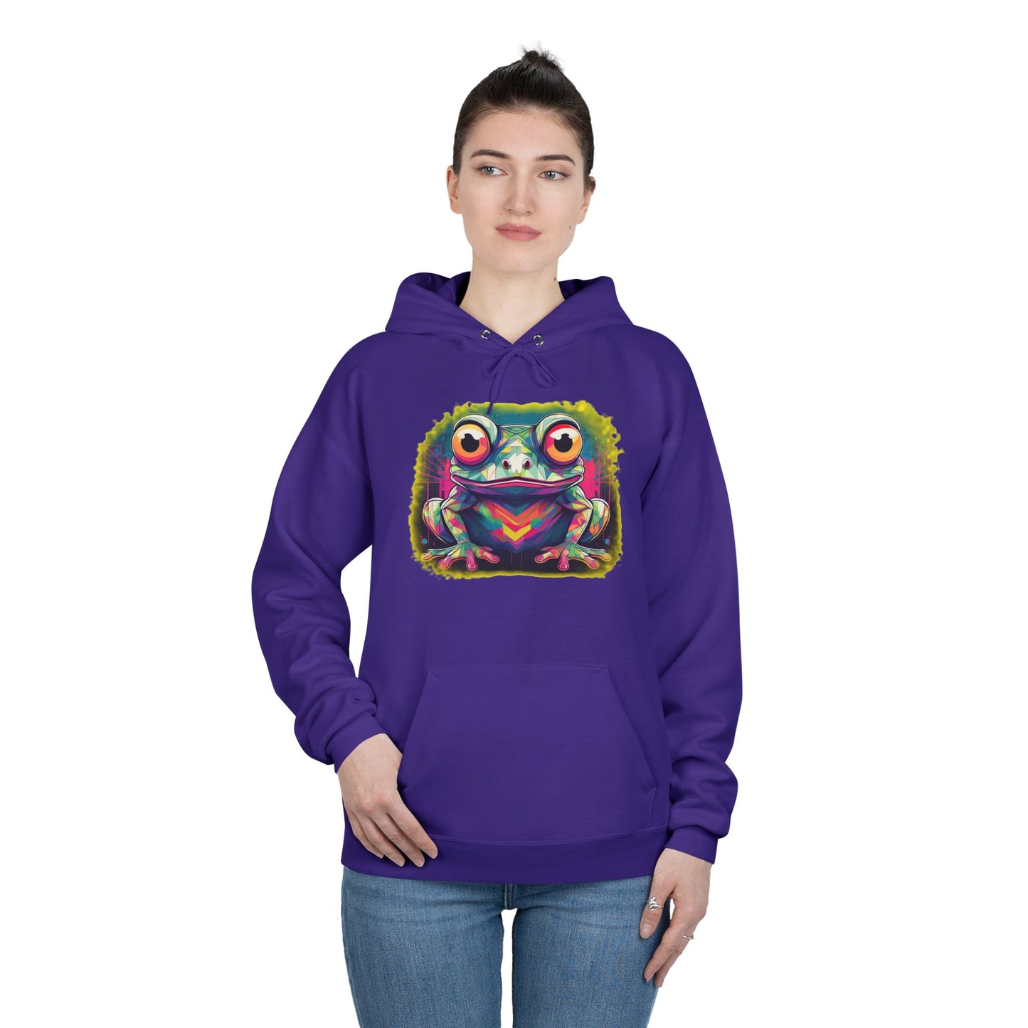 Geo Neon Tree Frog Hoodie | Cute Frog Gift | Nature Lover Sweatshirt | Eco Hoodie | Pacific NW Gear Co