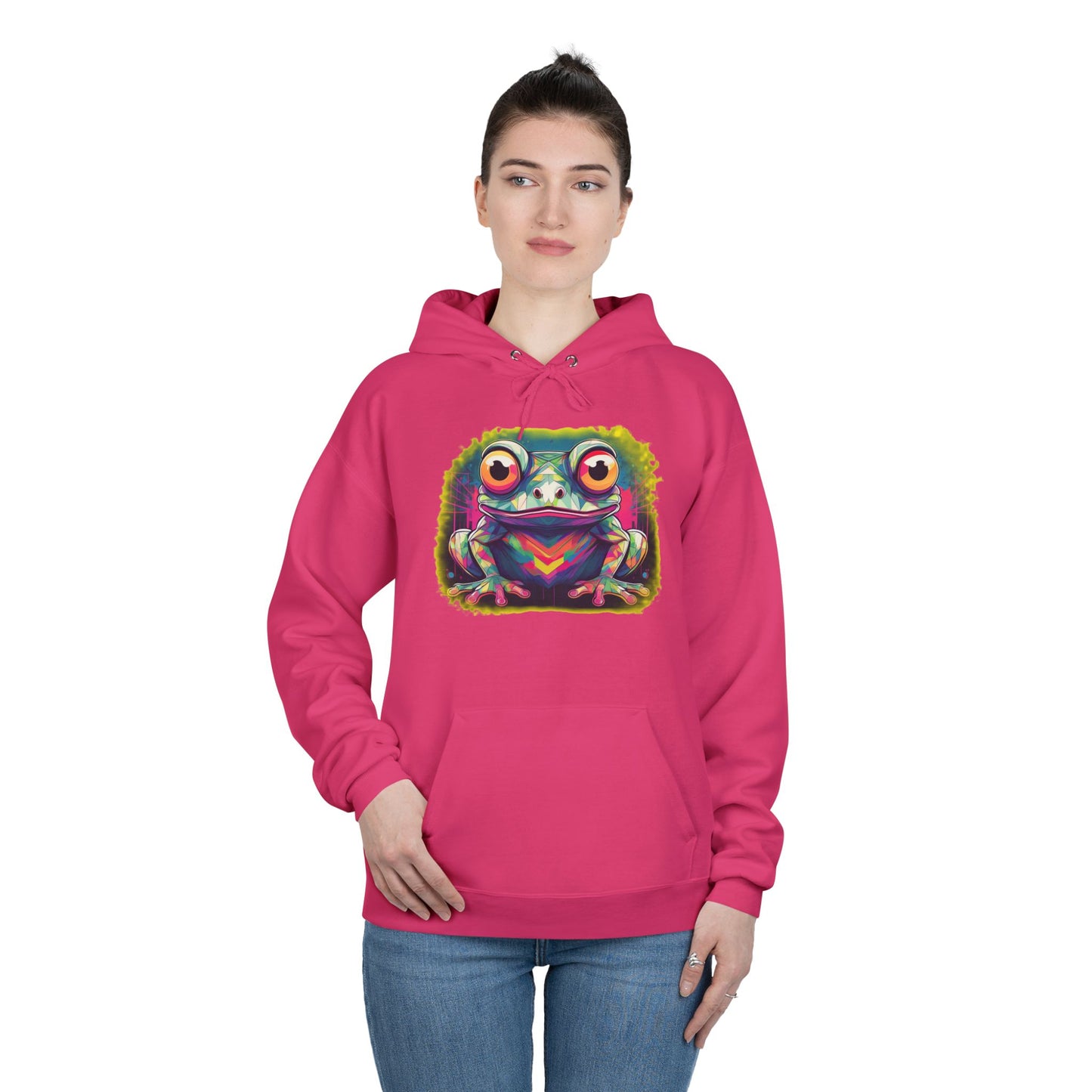 Geo Neon Tree Frog Hoodie | Cute Frog Gift | Nature Lover Sweatshirt | Eco Hoodie | Pacific NW Gear Co