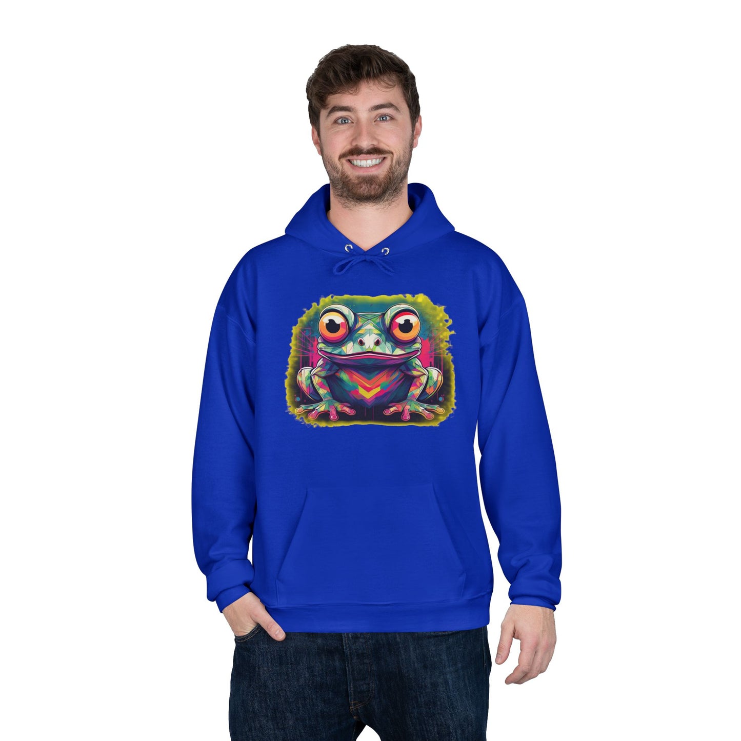 Geo Neon Tree Frog Hoodie | Cute Frog Gift | Nature Lover Sweatshirt | Eco Hoodie | Pacific NW Gear Co