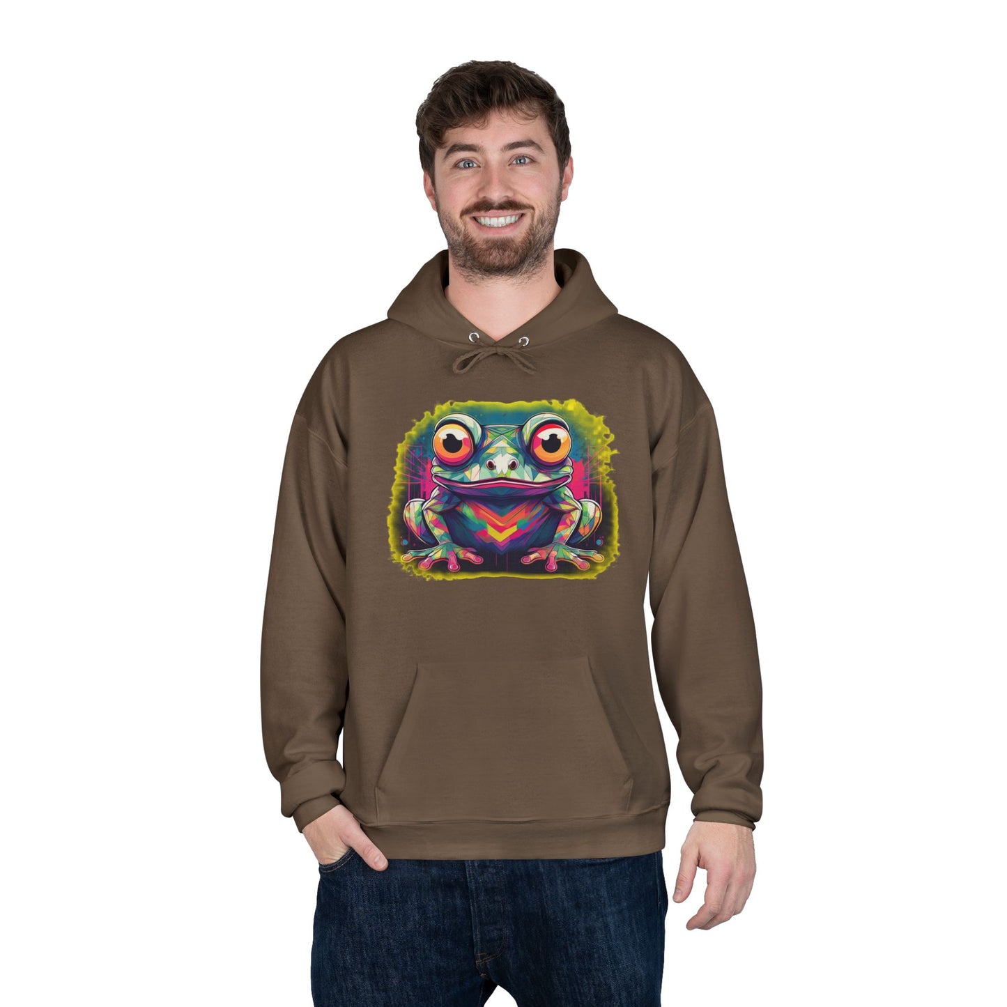 Geo Neon Tree Frog Hoodie | Cute Frog Gift | Nature Lover Sweatshirt | Eco Hoodie | Pacific NW Gear Co