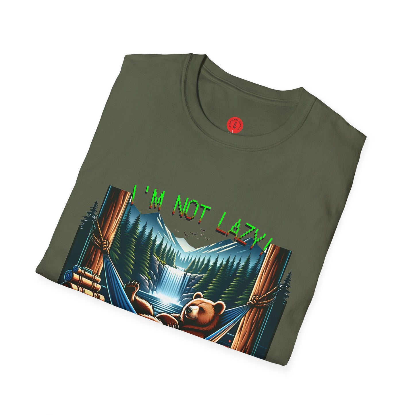 Lazy Bear Camp Tee | Funny Bear Shirt | I'm Not Lazy, I'm On Power Saving Mode! | Relaxed Fit Tee | Pacific NW Gear Co.