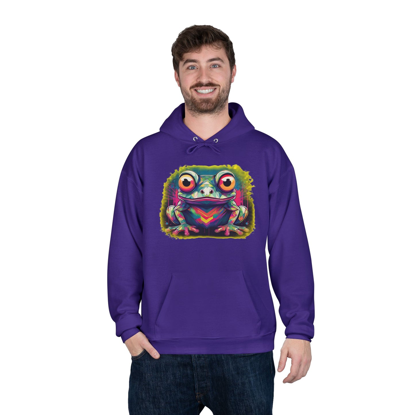 Geo Neon Tree Frog Hoodie | Cute Frog Gift | Nature Lover Sweatshirt | Eco Hoodie | Pacific NW Gear Co