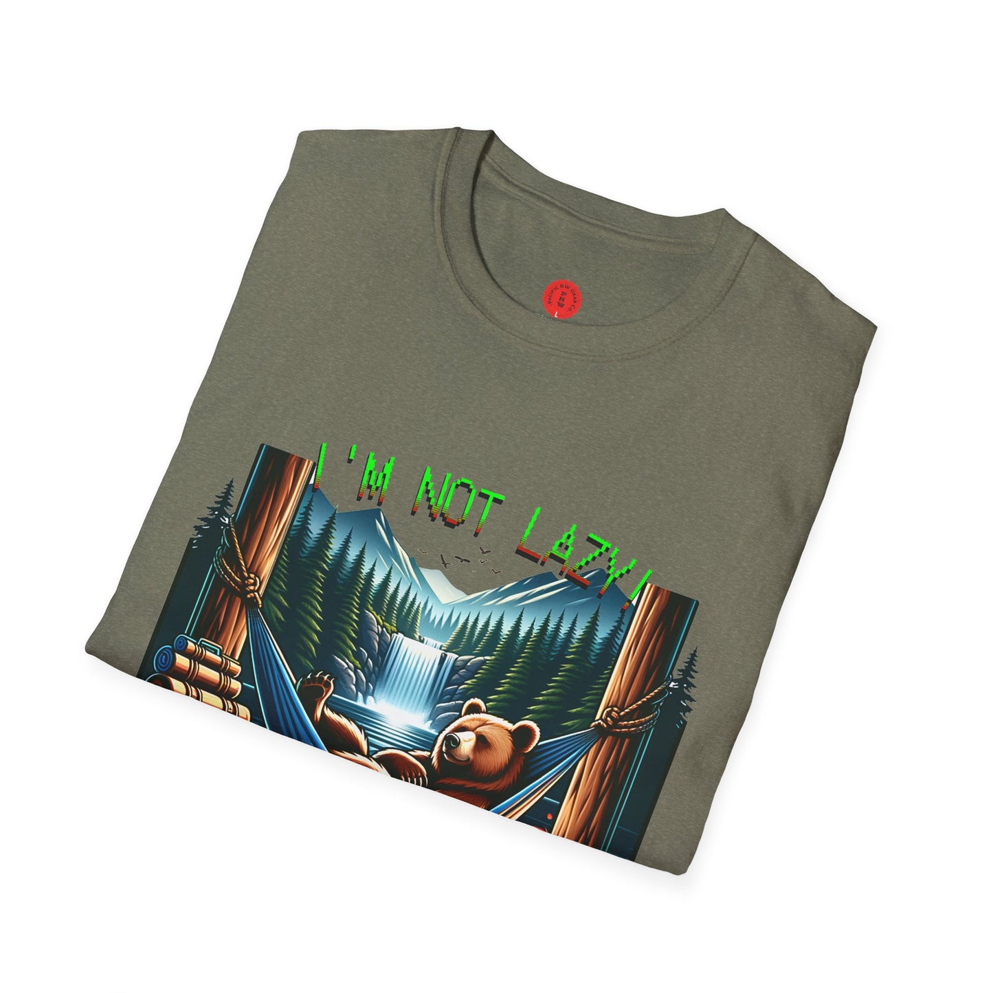 Lazy Bear Camp Tee | Funny Bear Shirt | I'm Not Lazy, I'm On Power Saving Mode! | Relaxed Fit Tee | Pacific NW Gear Co.