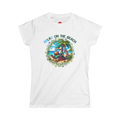 Relaxing Rex Beach Tee | Funny T-Rex Shirt | Women's Summer T-Shirt | Vacation Gift | Pacific NW Gear Co