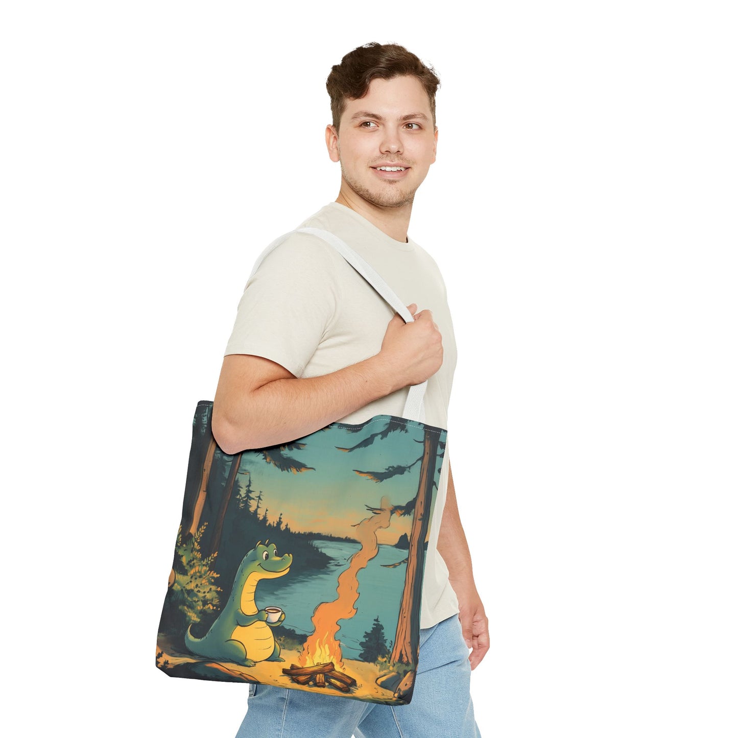 The Camp Loch Ness Tote | Nessie Graphic Bag | Camping with Nessie | By PNW Gear Co