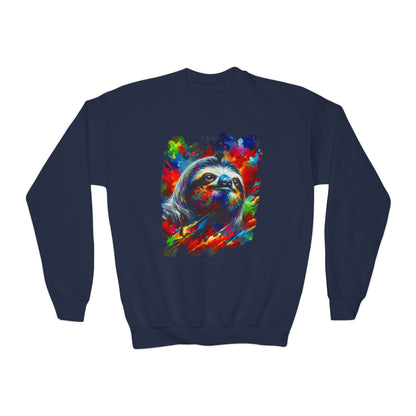 Happy Sloth Sweatshirt | Kids' Graphic Sweater | Colorful Youth Clothing | Sloth Gift | Pacific NW Gear Co