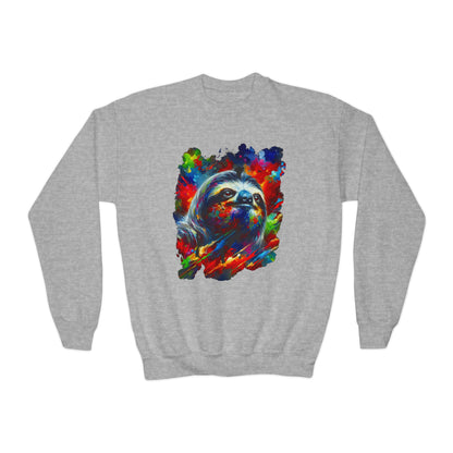 Happy Sloth Sweatshirt | Kids' Graphic Sweater | Colorful Youth Clothing | Sloth Gift | Pacific NW Gear Co