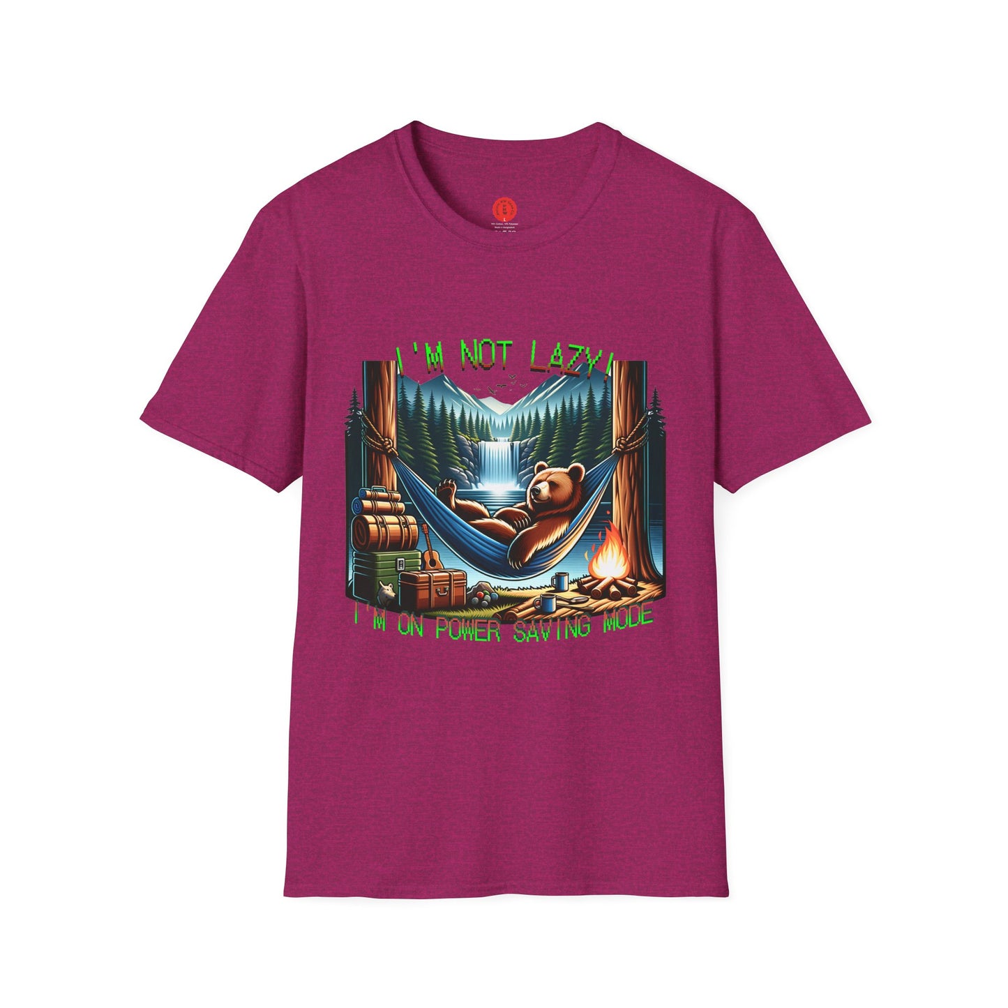 Lazy Bear Camp Tee | Funny Bear Shirt | I'm Not Lazy, I'm On Power Saving Mode! | Relaxed Fit Tee | Pacific NW Gear Co.