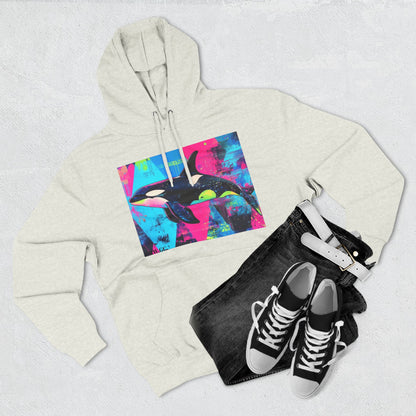 90's Neon Orca V.2 Fleece Hoodie | Pacific Killer Whale Art Version 2 | Retro Orca Hoodie | Colorful Sea Life Gift | By Pacific NW Gear Co.