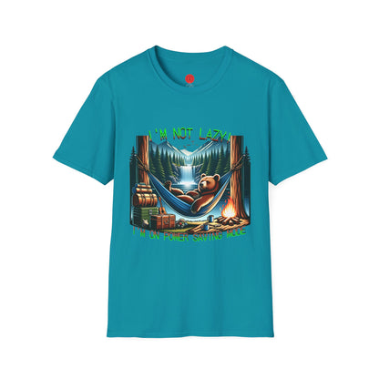 Lazy Bear Camp Tee | Funny Bear Shirt | I'm Not Lazy, I'm On Power Saving Mode! | Relaxed Fit Tee | Pacific NW Gear Co.