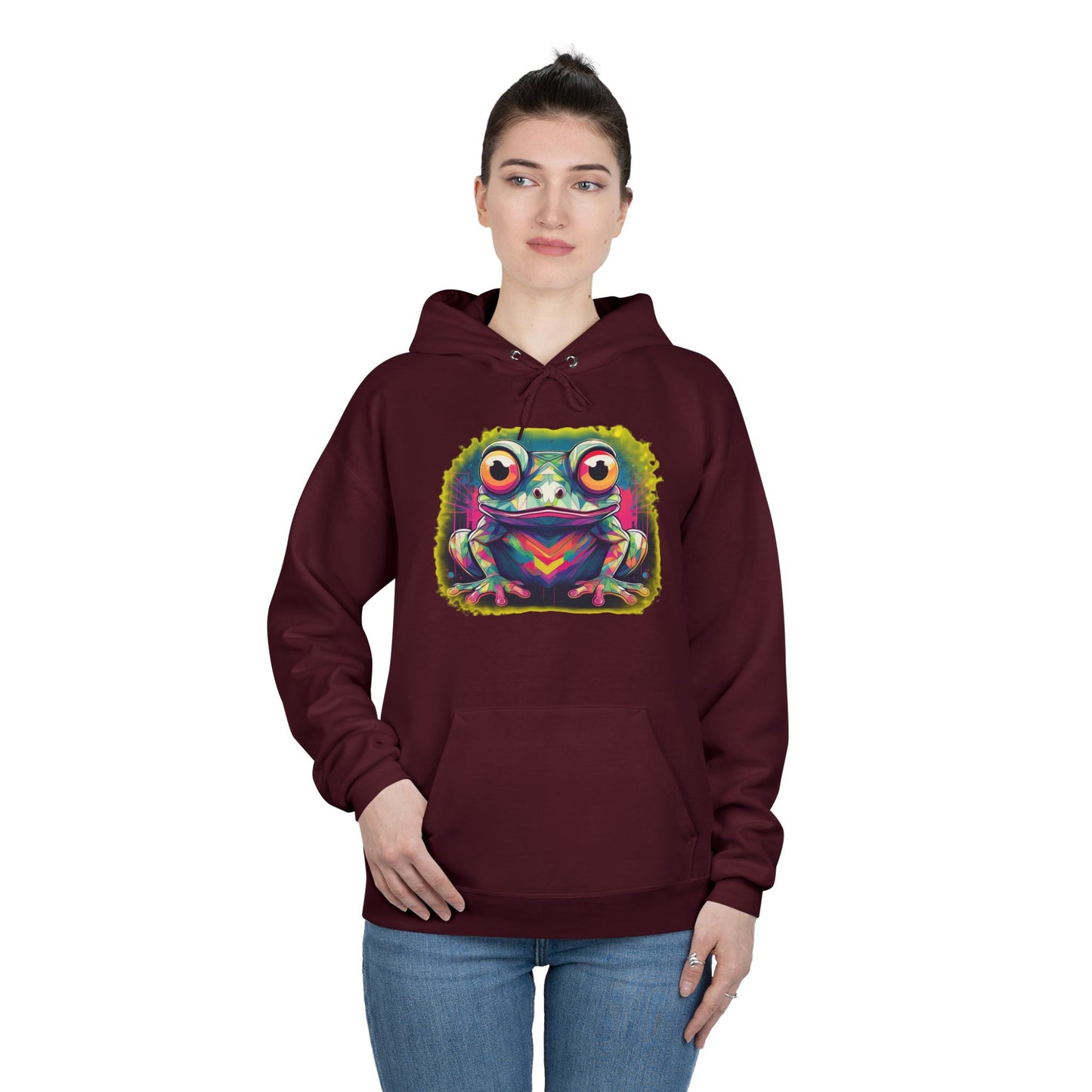 Geo Neon Tree Frog Hoodie | Cute Frog Gift | Nature Lover Sweatshirt | Eco Hoodie | Pacific NW Gear Co