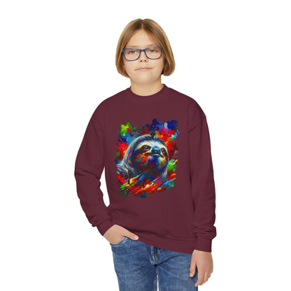 Happy Sloth Sweatshirt | Kids' Graphic Sweater | Colorful Youth Clothing | Sloth Gift | Pacific NW Gear Co