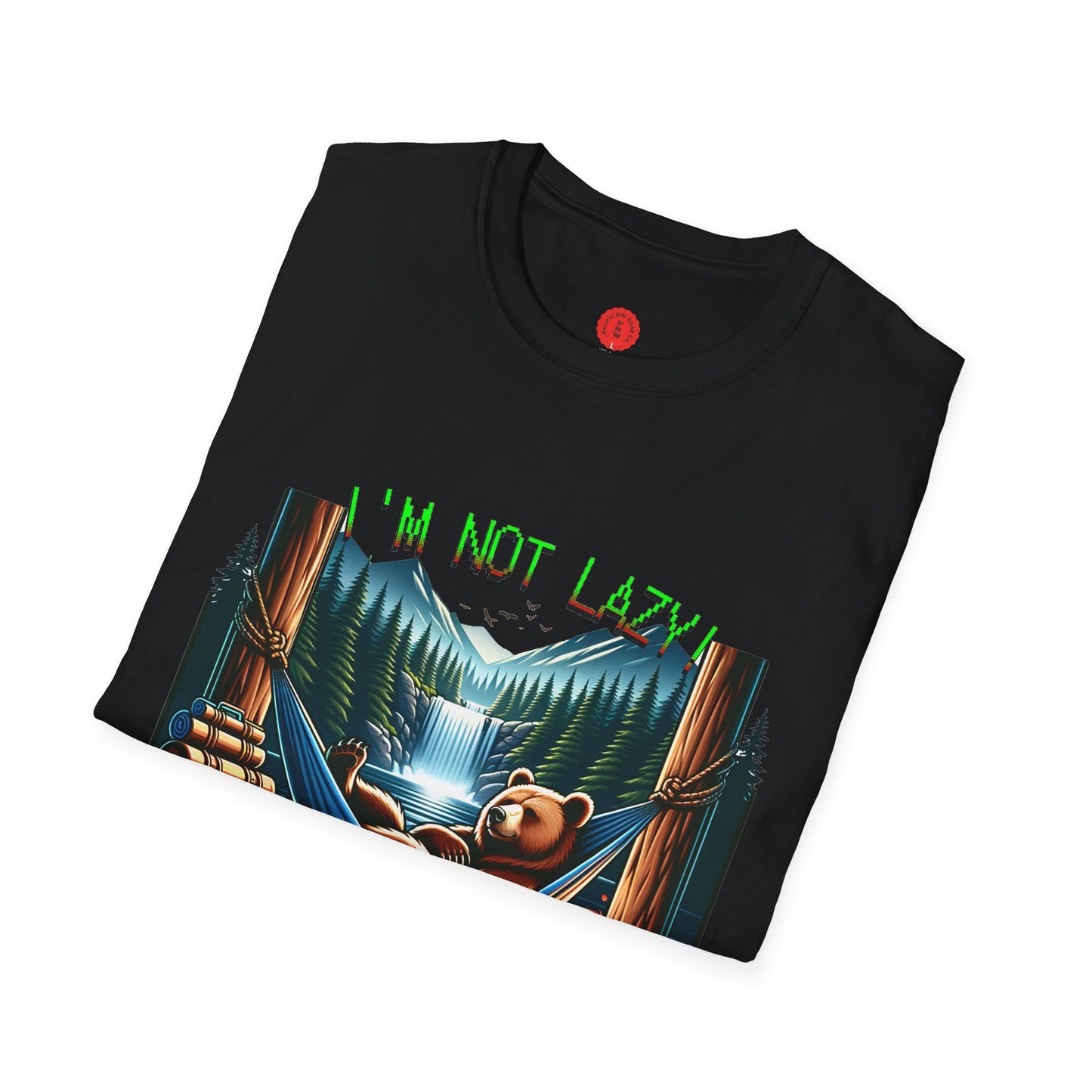 Lazy Bear Camp Tee | Funny Bear Shirt | I'm Not Lazy, I'm On Power Saving Mode! | Relaxed Fit Tee | Pacific NW Gear Co.
