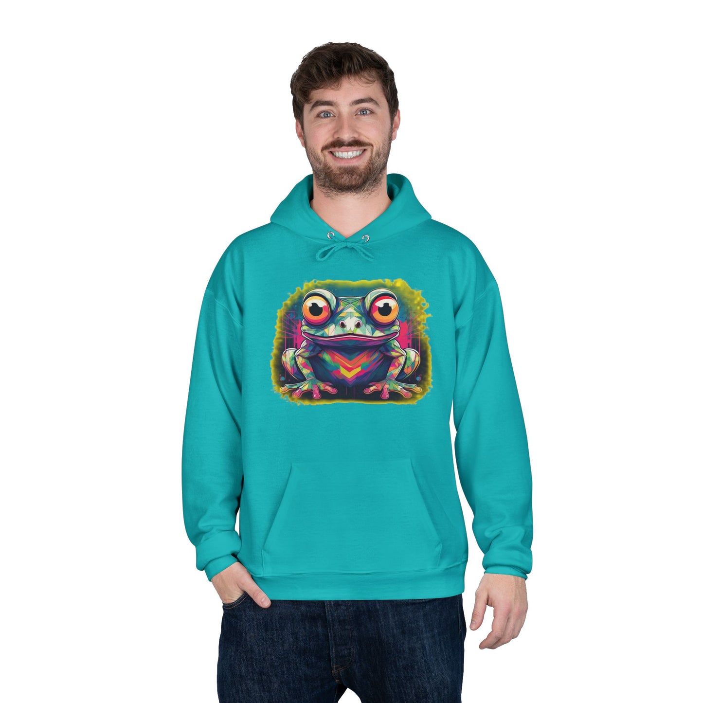 Geo Neon Tree Frog Hoodie | Cute Frog Gift | Nature Lover Sweatshirt | Eco Hoodie | Pacific NW Gear Co
