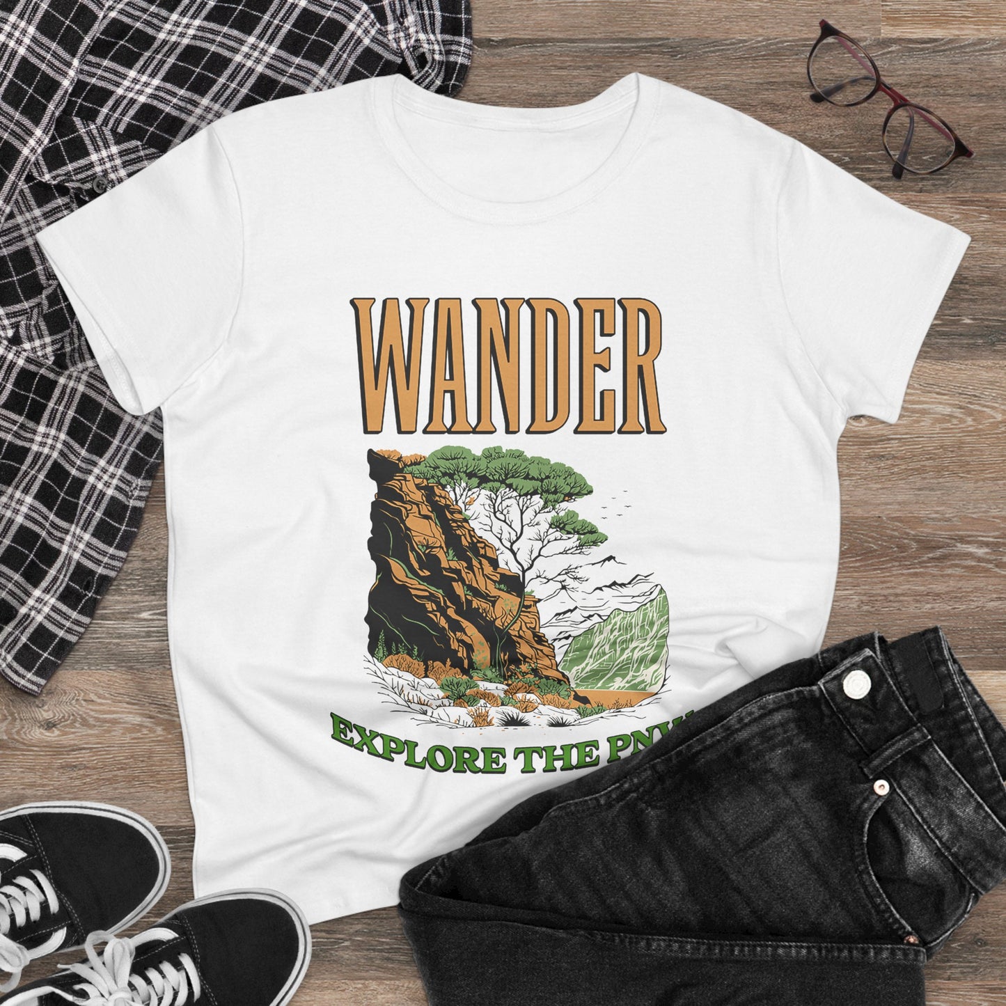 WAnder explORe Women's Shirt | Nature Lover Tee | Hiking Top | Wanderlust Gift | Adventure Graphic Tee | PNW Style | Pacific NW Gear Co