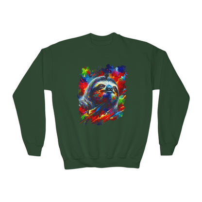 Happy Sloth Sweatshirt | Kids' Graphic Sweater | Colorful Youth Clothing | Sloth Gift | Pacific NW Gear Co