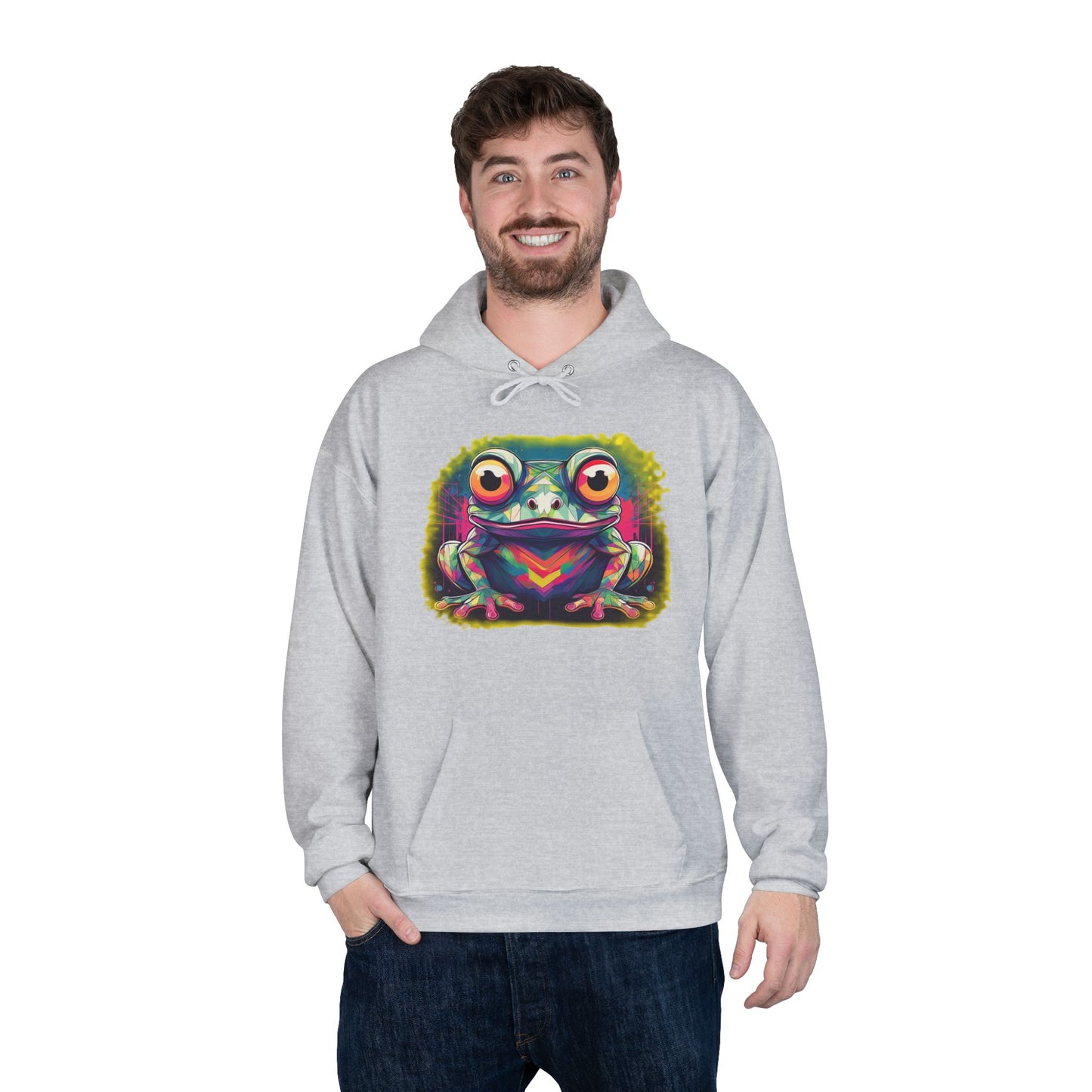 Geo Neon Tree Frog Hoodie | Cute Frog Gift | Nature Lover Sweatshirt | Eco Hoodie | Pacific NW Gear Co