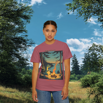 Camp Loch Ness T-Shirt | Camping W/ Nessie Graphic Tee | Cryptid Creature Shirt | Legendary Creature Tee | Pacific NW Gear Co