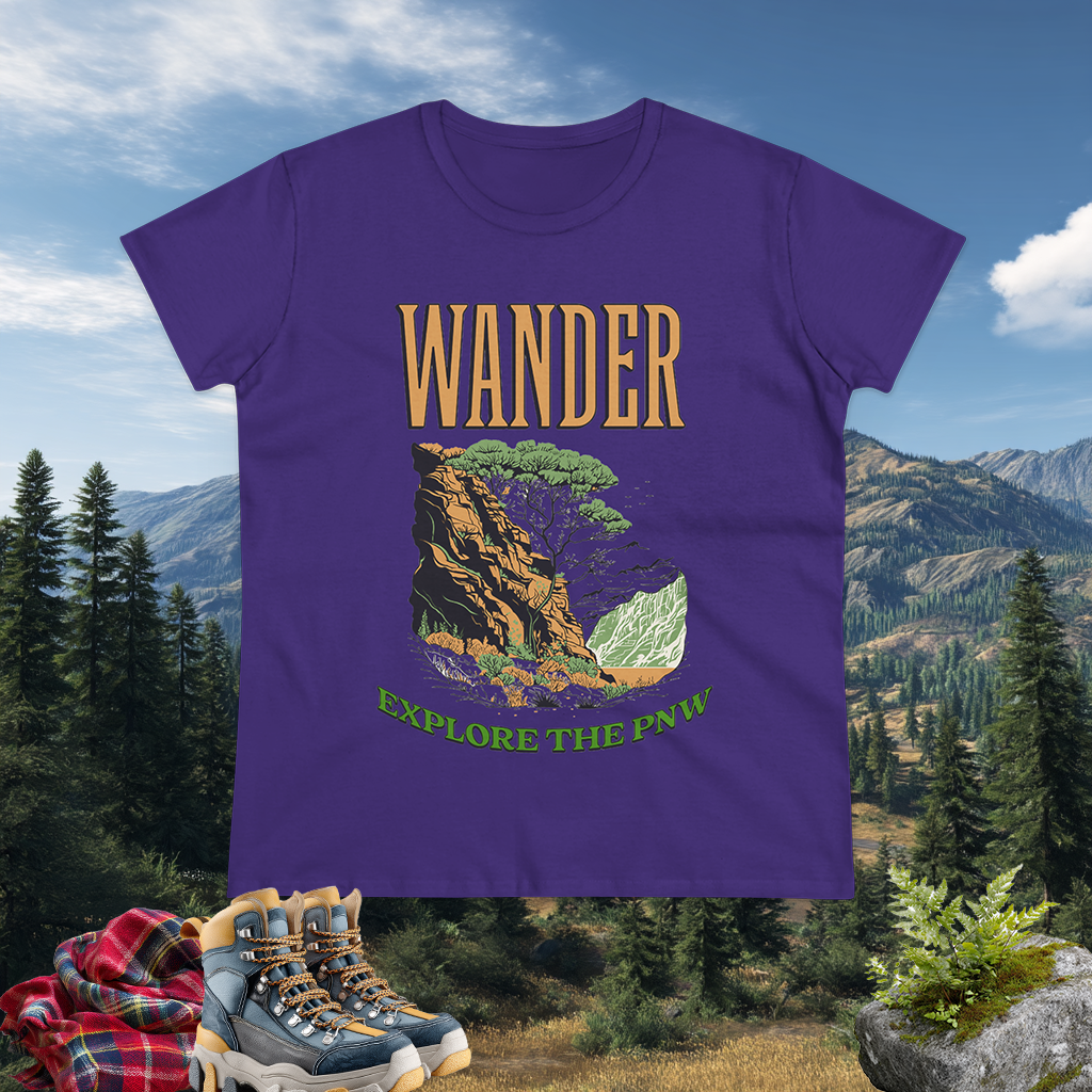 WAnder explORe Women's Shirt | Nature Lover Tee | Hiking Top | Wanderlust Gift | Adventure Graphic Tee | PNW Style | Pacific NW Gear Co