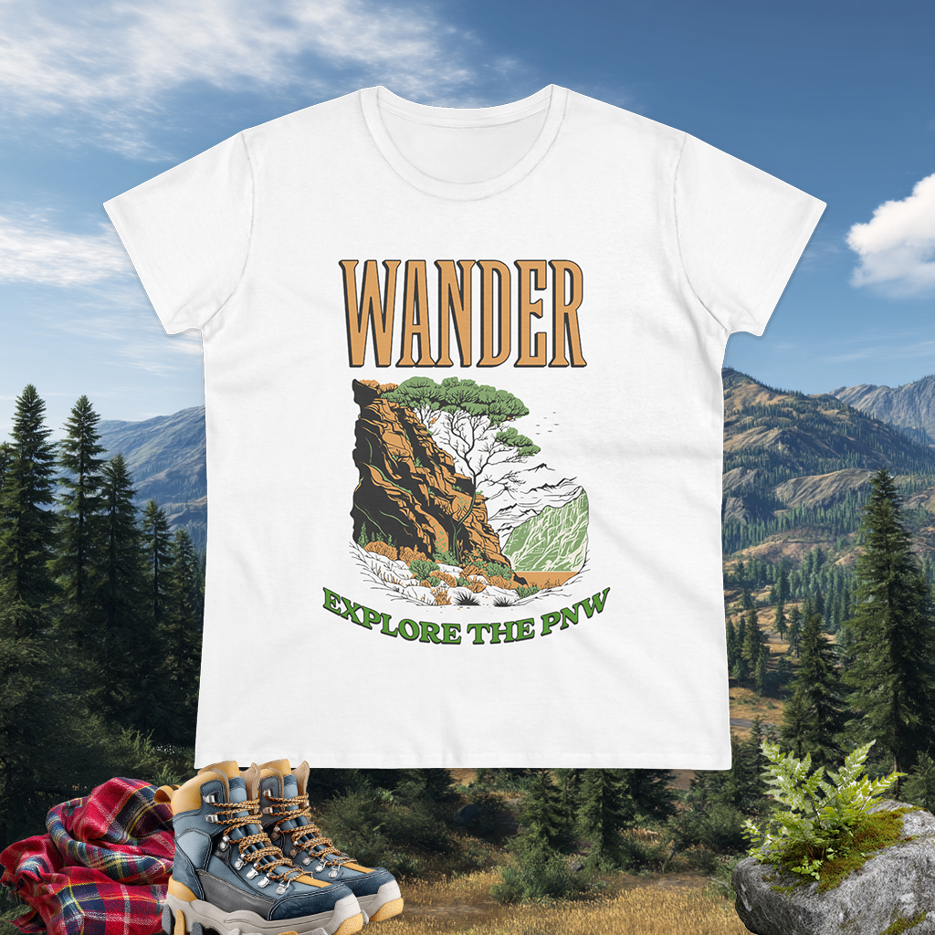 WAnder explORe Women's Shirt | Nature Lover Tee | Hiking Top | Wanderlust Gift | Adventure Graphic Tee | PNW Style | Pacific NW Gear Co
