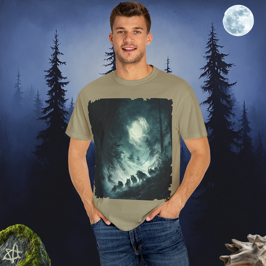 The Ghostly Howl T-Shirt | Spirit Wolf Tee | Phantom Wolf Graphic | Unisex Garment-Dyed | By Pacific NW Gear Co.