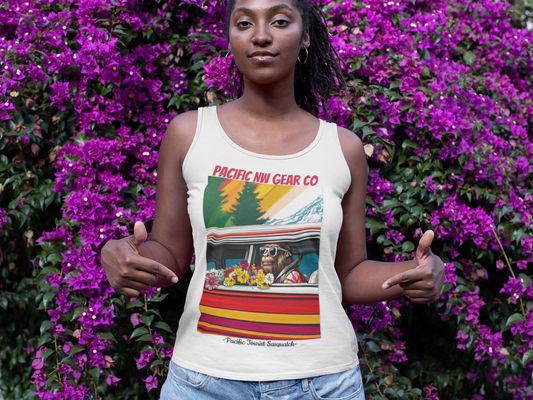 PNW Tourist Sasquatch Tank Top V.2 | Cryptid Design | Legendary Creature | 100% US Cotton | Relaxed Fit | Pacific NW Gear Co