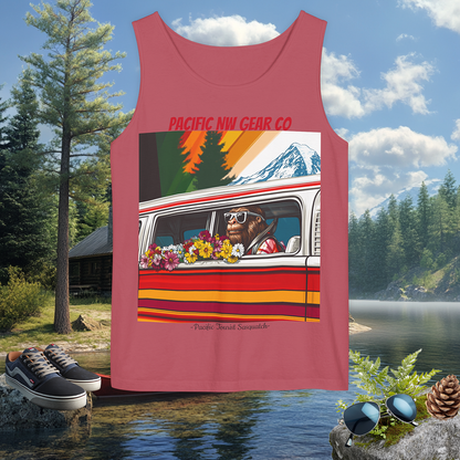 PNW Tourist Sasquatch Tank Top V.2 | Cryptid Design | Legendary Creature | 100% US Cotton | Relaxed Fit | Pacific NW Gear Co