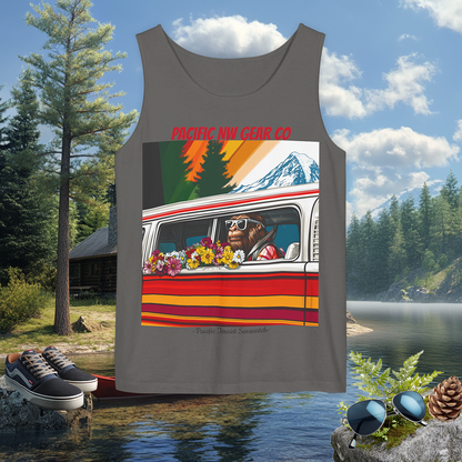 PNW Tourist Sasquatch Tank Top V.2 | Cryptid Design | Legendary Creature | 100% US Cotton | Relaxed Fit | Pacific NW Gear Co