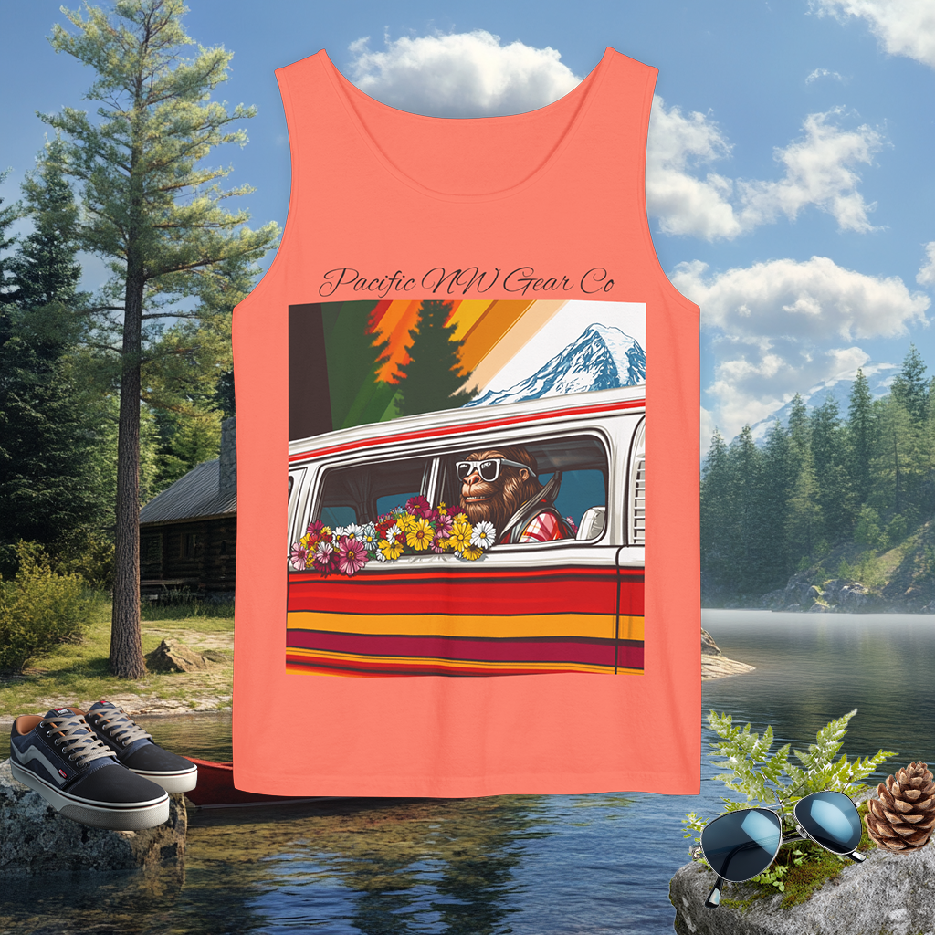 PNW Tourist Sasquatch Tank Top V.2 | Cryptid Design | Legendary Creature | 100% US Cotton | Relaxed Fit | Pacific NW Gear Co
