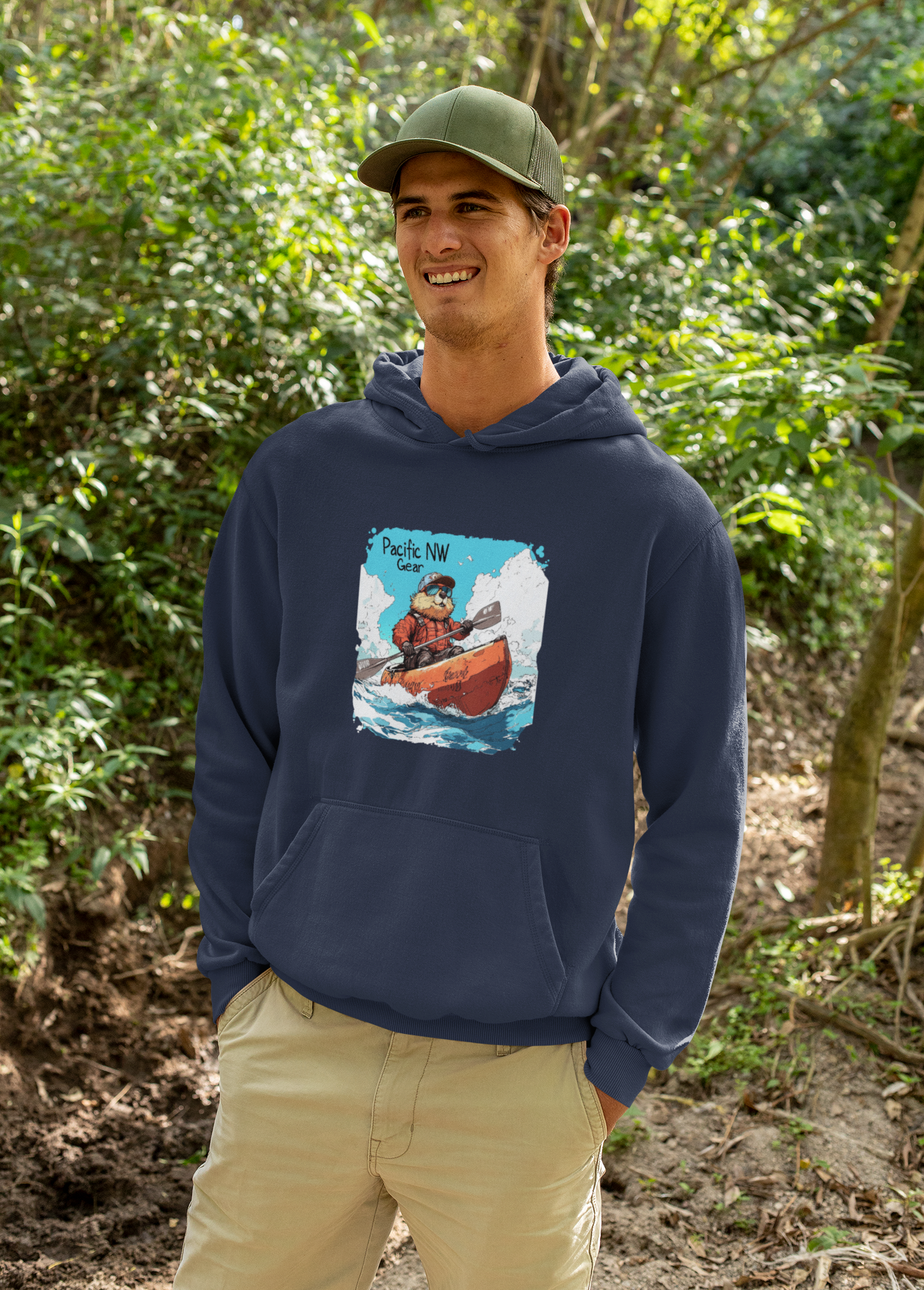 Pacy The Kayaker! | Pacific NW Otter Sweater | Outdoor Adventure Hoodie | Nature Design | Pacific NW Gear Co