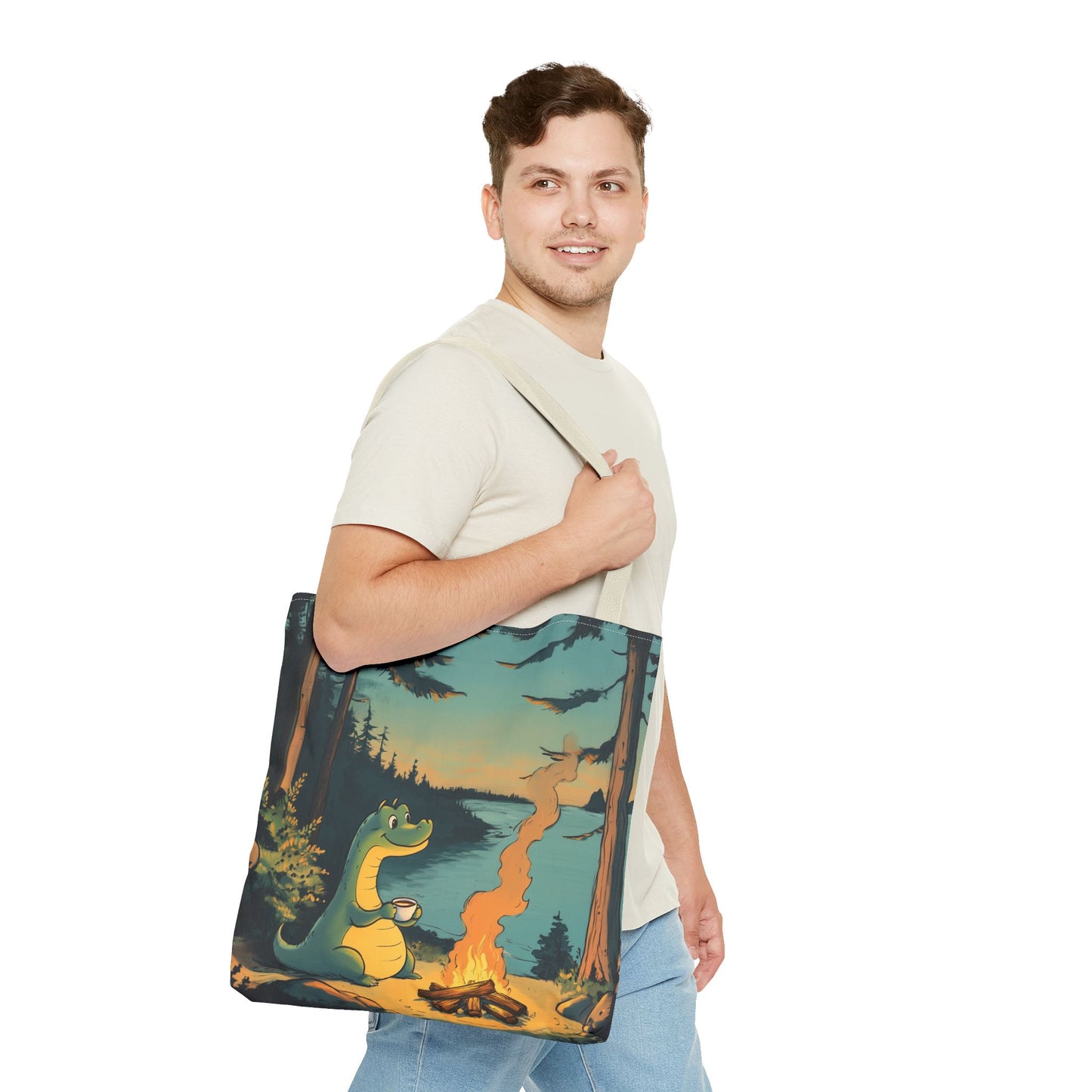 The Camp Loch Ness Tote | Nessie Graphic Bag | Camping with Nessie | By PNW Gear Co
