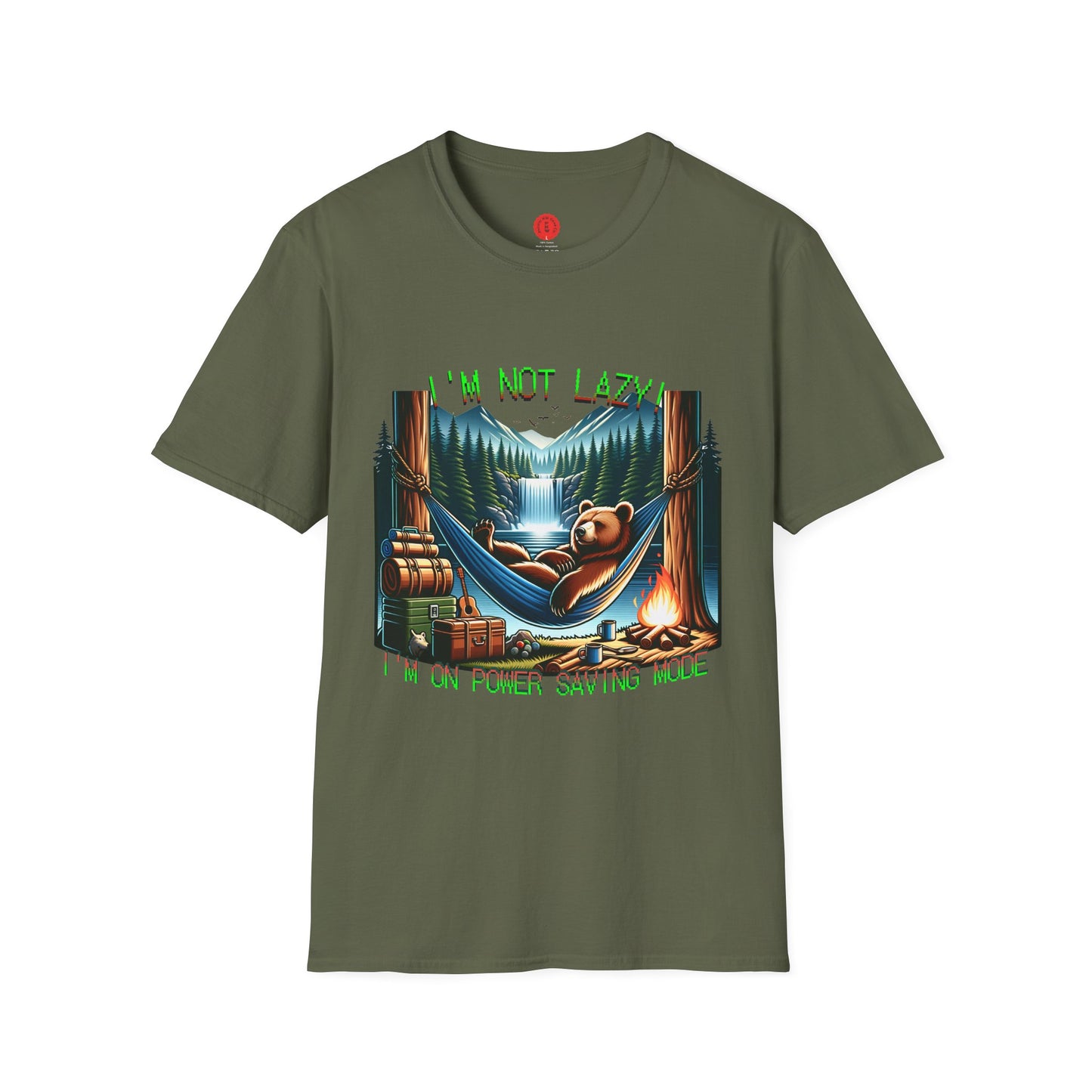 Lazy Bear Camp Tee | Funny Bear Shirt | I'm Not Lazy, I'm On Power Saving Mode! | Relaxed Fit Tee | Pacific NW Gear Co.