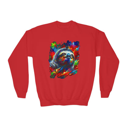 Happy Sloth Sweatshirt | Kids' Graphic Sweater | Colorful Youth Clothing | Sloth Gift | Pacific NW Gear Co