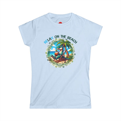 Relaxing Rex Beach Tee | Funny T-Rex Shirt | Women's Summer T-Shirt | Vacation Gift | Pacific NW Gear Co