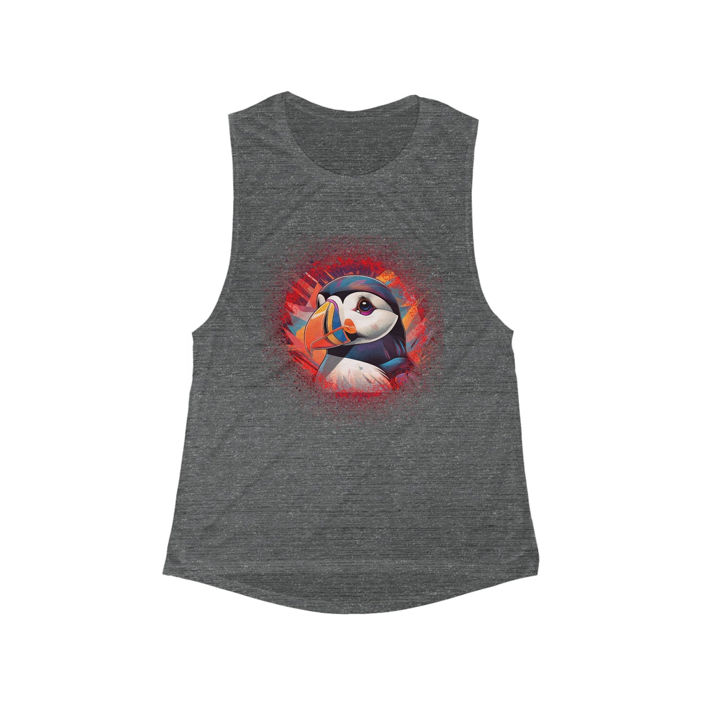 Pretty Puffin Tank Top | Women's Flowy Tee | Cute Puffin Gift | Beach Tank | Pacific NW Gear Co