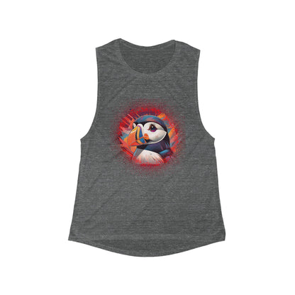 Pretty Puffin Tank Top | Women's Flowy Tee | Cute Puffin Gift | Beach Tank | Pacific NW Gear Co