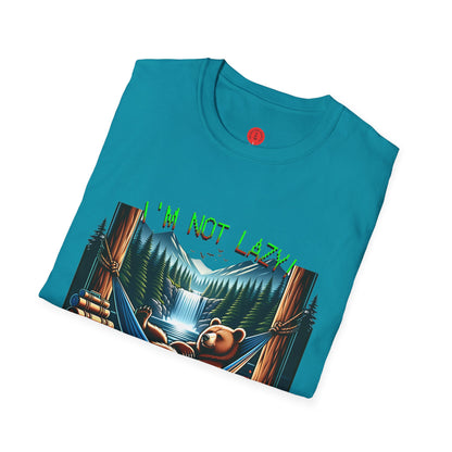 Lazy Bear Camp Tee | Funny Bear Shirt | I'm Not Lazy, I'm On Power Saving Mode! | Relaxed Fit Tee | Pacific NW Gear Co.