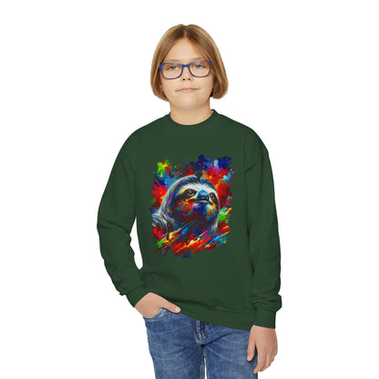 Happy Sloth Sweatshirt | Kids' Graphic Sweater | Colorful Youth Clothing | Sloth Gift | Pacific NW Gear Co
