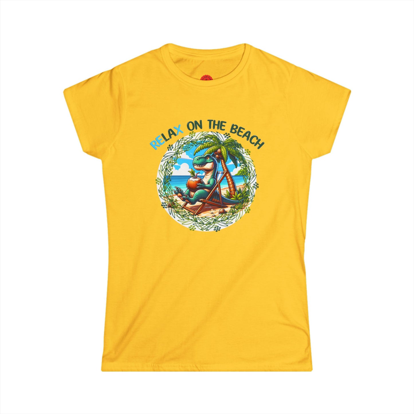 Relaxing Rex Beach Tee | Funny T-Rex Shirt | Women's Summer T-Shirt | Vacation Gift | Pacific NW Gear Co