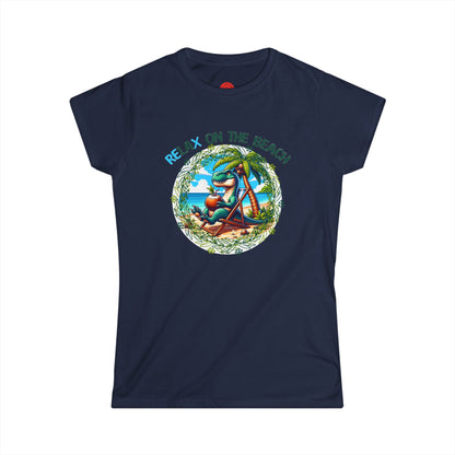 Relaxing Rex Beach Tee | Funny T-Rex Shirt | Women's Summer T-Shirt | Vacation Gift | Pacific NW Gear Co