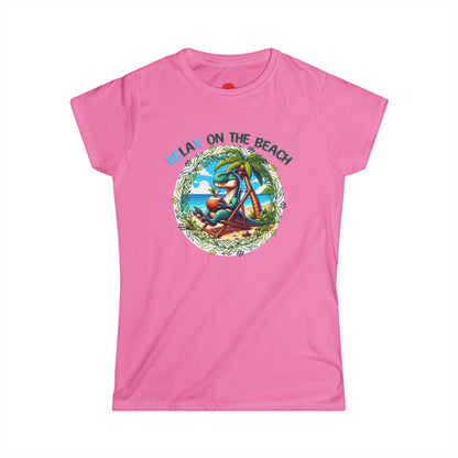 Relaxing Rex Beach Tee | Funny T-Rex Shirt | Women's Summer T-Shirt | Vacation Gift | Pacific NW Gear Co
