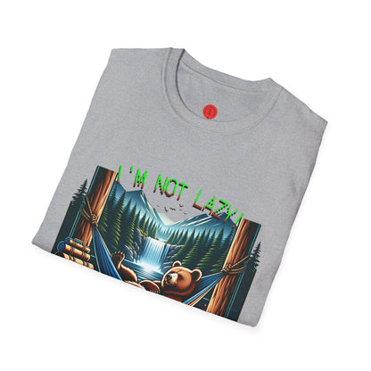 Lazy Bear Camp Tee | Funny Bear Shirt | I'm Not Lazy, I'm On Power Saving Mode! | Relaxed Fit Tee | Pacific NW Gear Co.