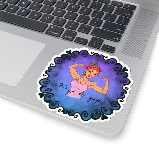 Bi's Get the Guys- Shape Cut Sticker- Version 1 | Women's Motivational Fitness Sticker | Workout Gear | Gym Gear | Pacific NW Gear Co