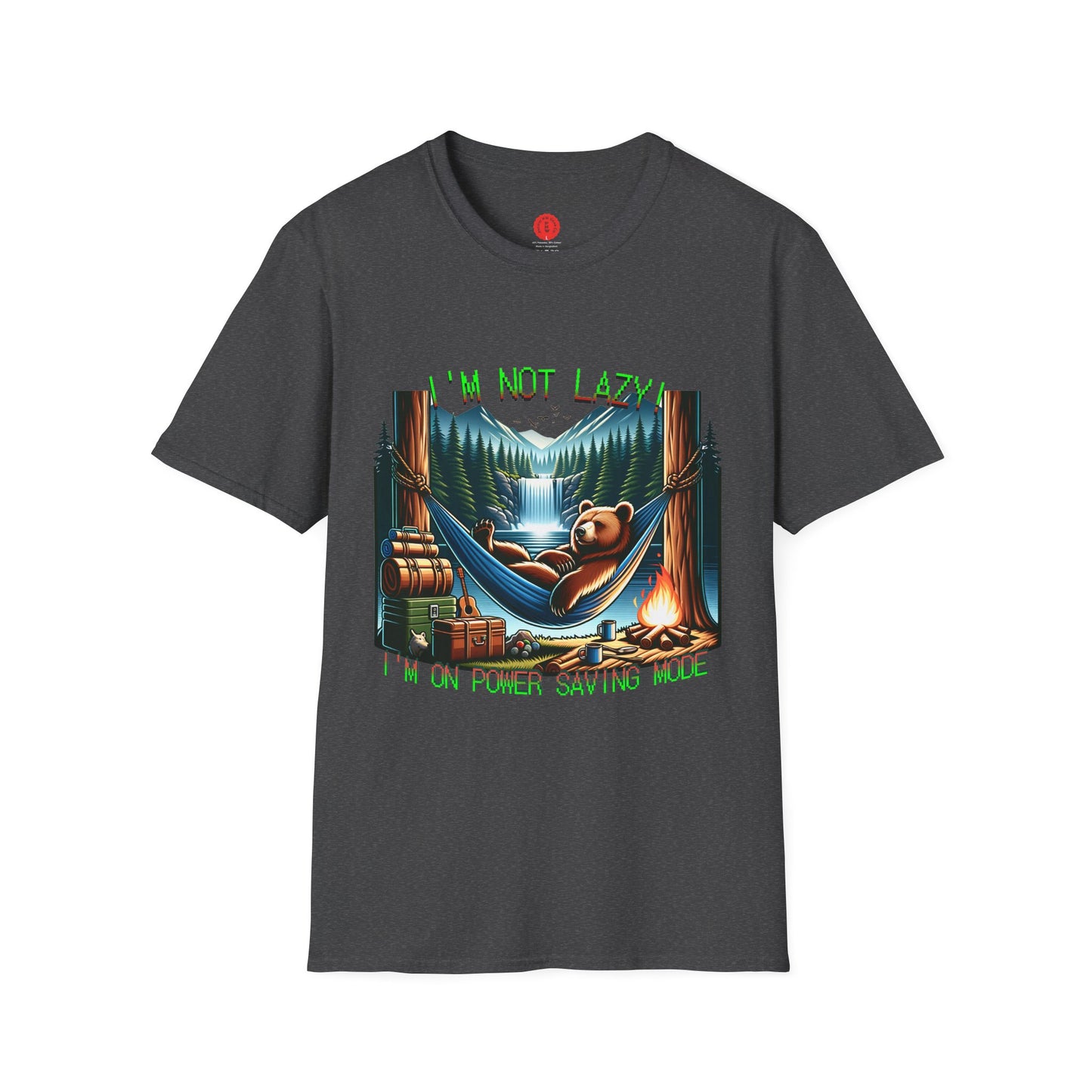 Lazy Bear Camp Tee | Funny Bear Shirt | I'm Not Lazy, I'm On Power Saving Mode! | Relaxed Fit Tee | Pacific NW Gear Co.
