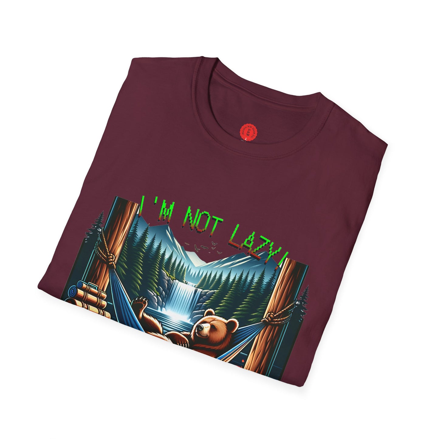 Lazy Bear Camp Tee | Funny Bear Shirt | I'm Not Lazy, I'm On Power Saving Mode! | Relaxed Fit Tee | Pacific NW Gear Co.